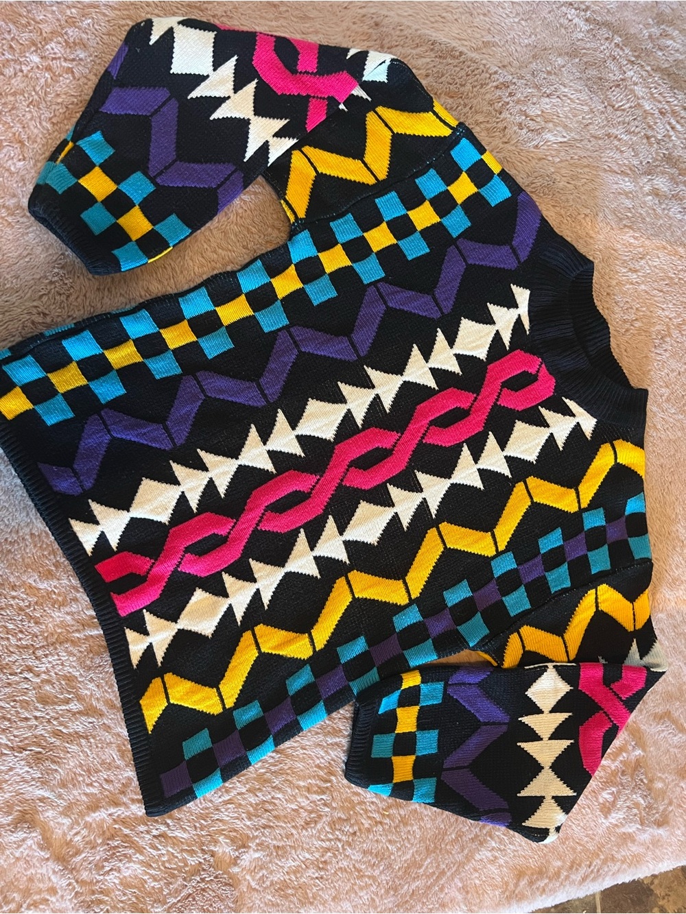 vintage multi-color colorful geometric sweater  Jamie Scott